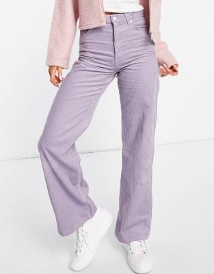 Monki Yoko cord wide leg trousers in dusty lilac - ASOS Price Checker