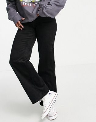 Monki Yoko wide leg cord trousers in black  - BLACK - ASOS Price Checker