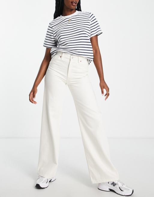 Monki Yoko wide leg high rise jeans in ecru denim ASOS