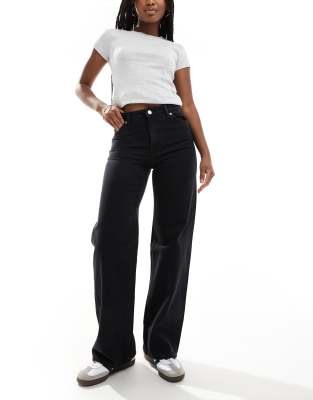 Monki Yoko Wide Leg Jeans In Black