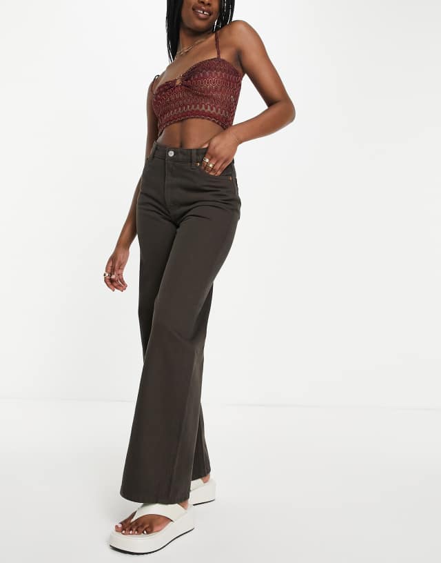 Monki Yoko wide leg jeans in brown