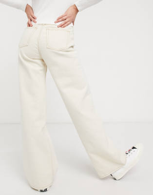ecru slim wide leg jeans