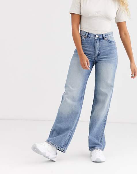 Monki Yoko wide leg jeans in mid blue - view 1