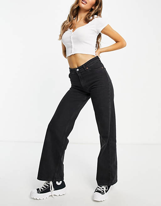 Jeans Monki Yoko wide leg organic cotton jeans in black 