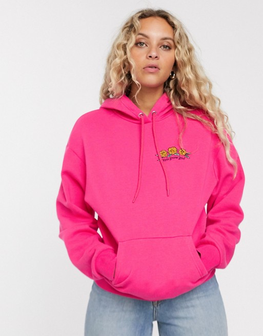 Monki You Grow Girls slogan hoodie in pink