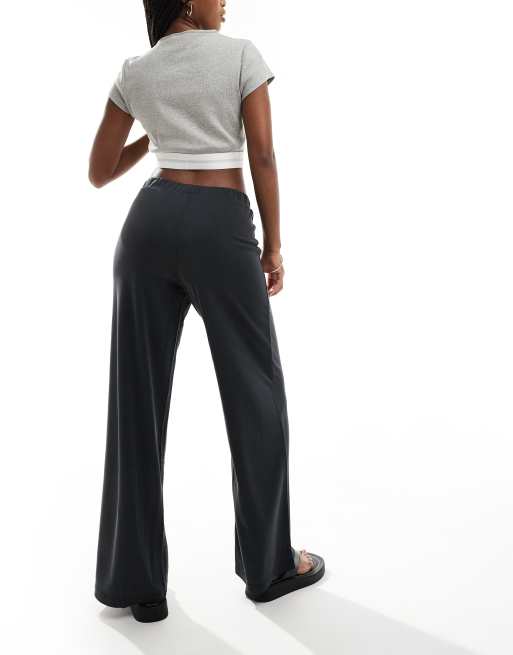Monki - Zachte casual broek met rechte pijpen in zwart , 3 van 5