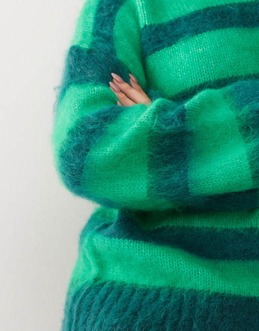 Monki - Zachte oversized trui in groene strepen, 4 van 4