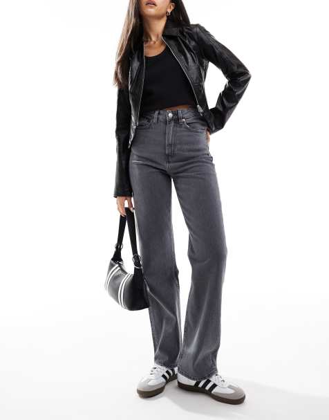 Monki – Zami – Grå jeans med hög midja och raka ben - view 1