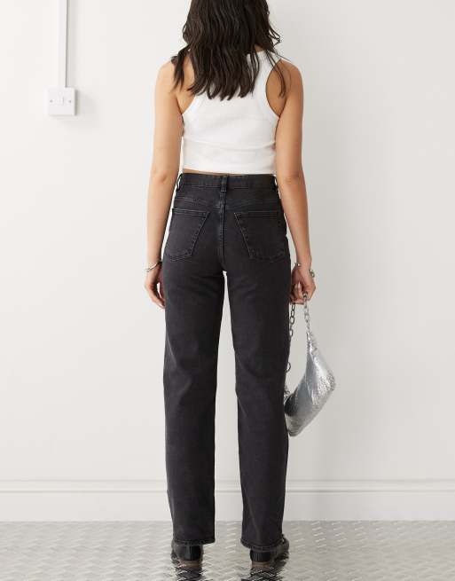 Monki Zami high waist straight leg jeans in black, 2 of 5