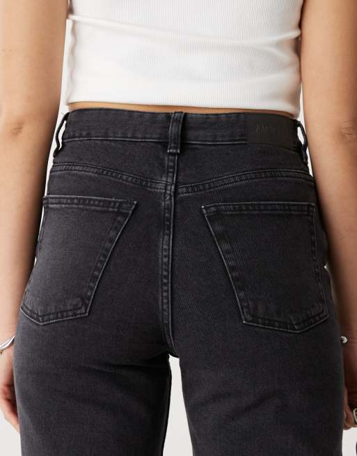 Monki Zami high waist straight leg jeans in black | ASOS