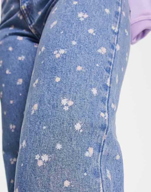 Monki Zami high waist straight leg jeans in blue floral, 5 of 5