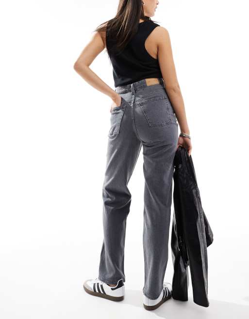 Monki - Zami - Jeans dritti a vita alta grigi, 5 di 5