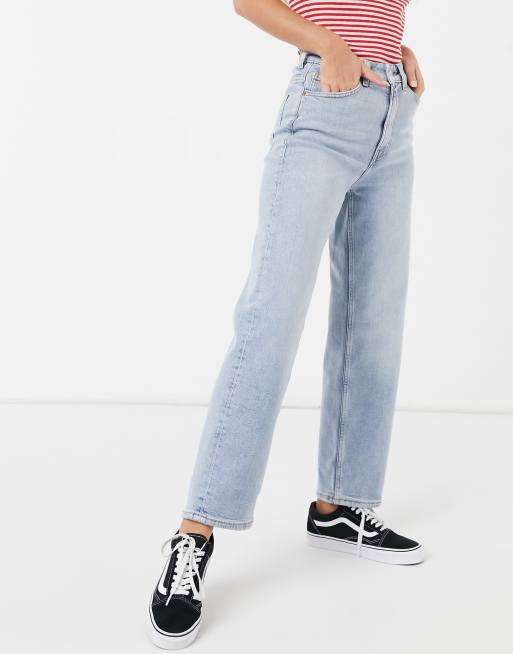 Monki - Zami - Jeans dritti in cotone lavaggio candeggiato - LBLUE
