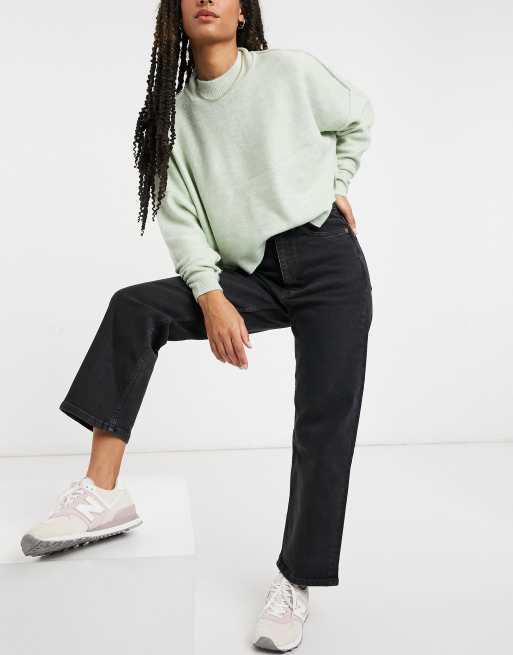 Monki - Zami - Jeans met hoge taille en rechte pijpen in zwart met wassing