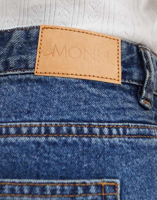 Monki - Zami - Jeans met rechte pijpen en hoge taille in middenblauw, 4 van 5