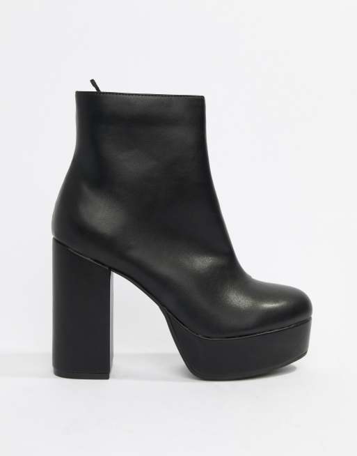 Monki zip heeled 2025 platform boot in black