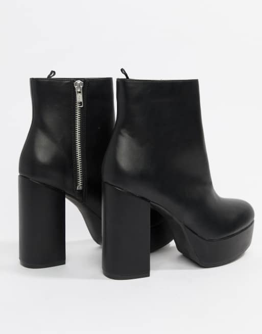 Monki zip heeled 2025 platform boot in black