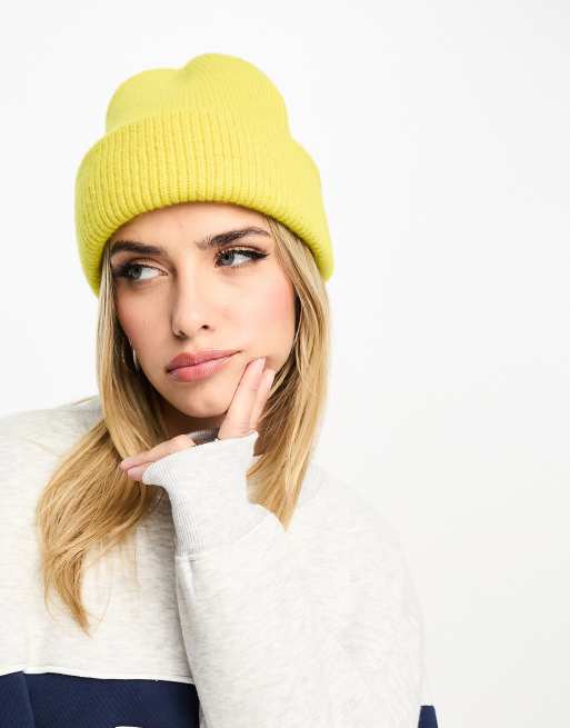 Monki – Żółta dzianinowa czapka beanie