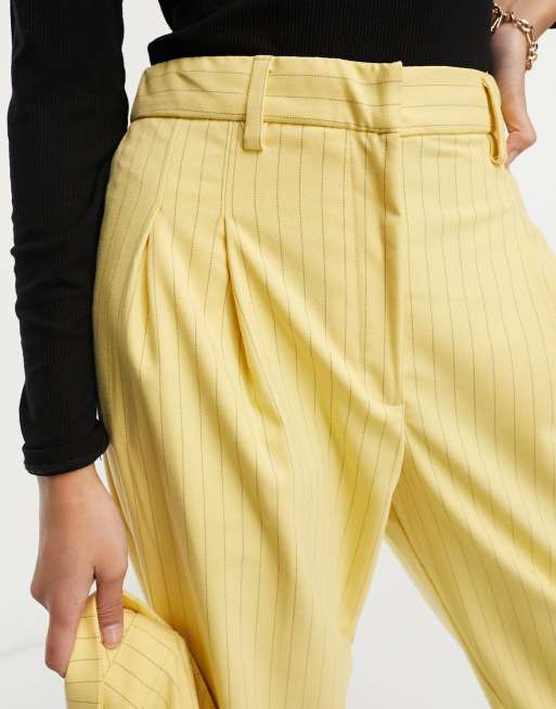 Monki – Żółte, zwężane spodnie w prążki, część zestawu, 4 z 4
