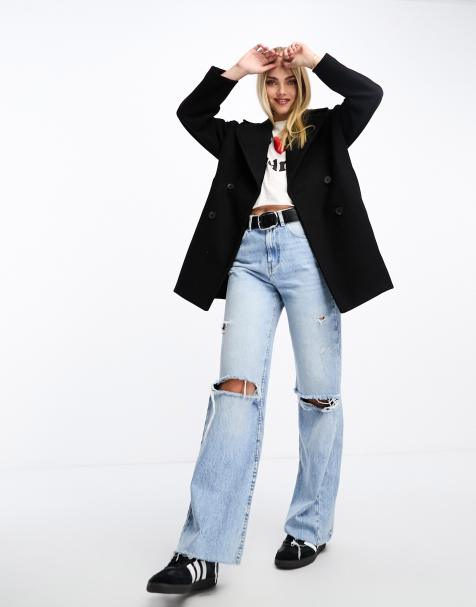 Monki – Zweireihige Longline-Jacke in Schwarz - view 1