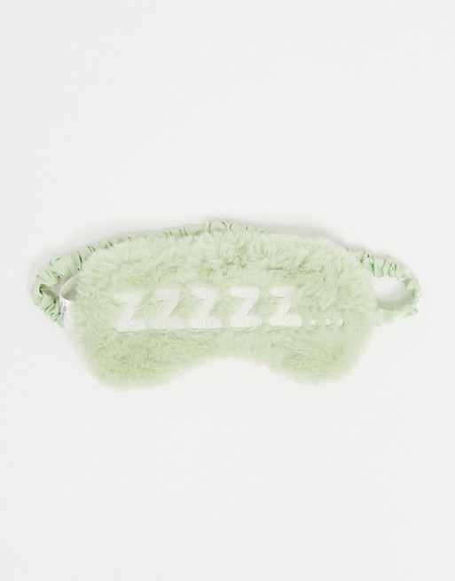 Monki ZZZ sleep eye mask in green