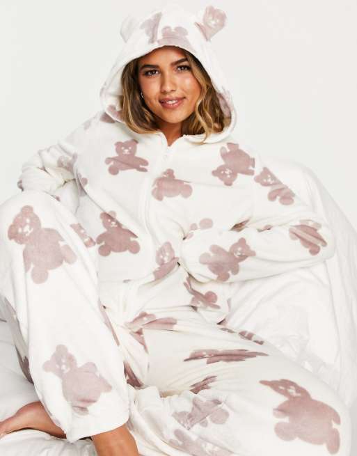 Mono color crema con estampado de osos de peluche de felpa de Loungeable