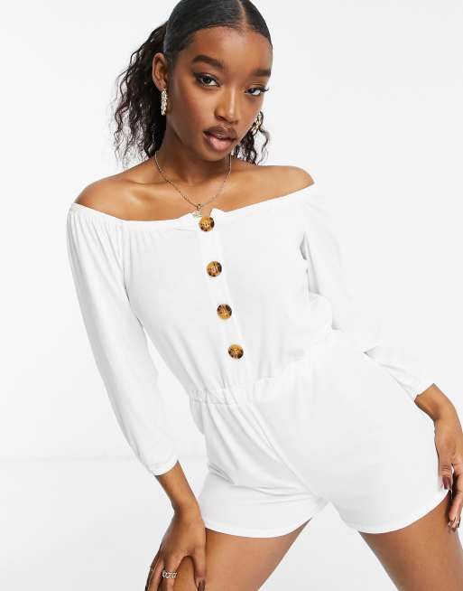Mono corto blanco con cierre de botones de In The Style, 4 de 4