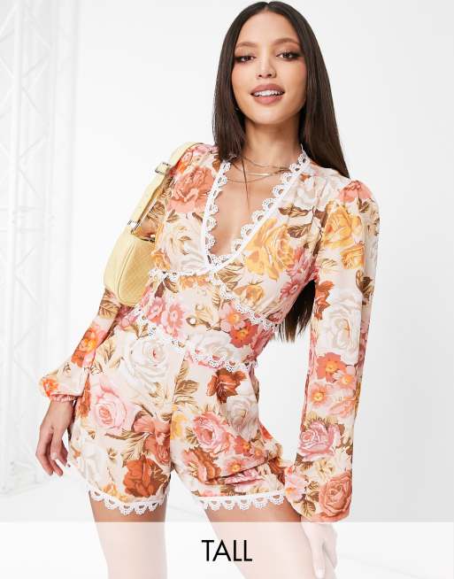 Mono estampado floral ribete de encaje de Parisian Tall | ASOS