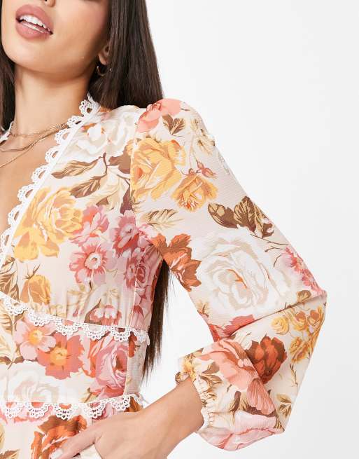 Mono estampado floral ribete de encaje de Parisian Tall | ASOS