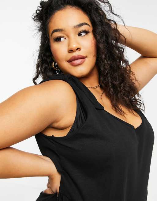 Mono corto negro de corte amplio con hombros anudados de ASOS DESIGN Curve, 3 de 4