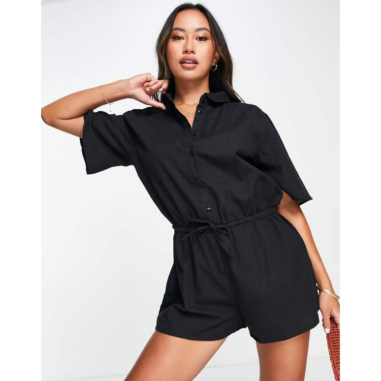 Mono corto playero negro con cord n ajustable en la cintura