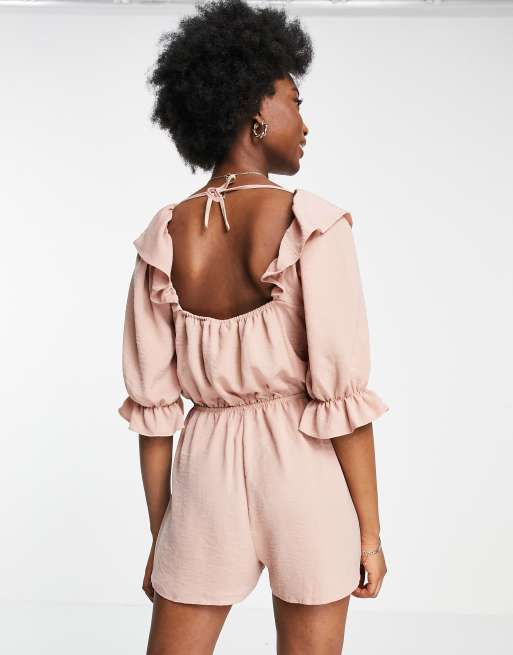 Mono corto rosa con detalle de volantes de Miss Selfridge, 3 de 4