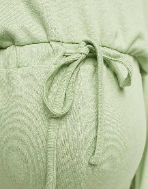 Mono de estar por casa largo color salvia de tejido muy suave de ASOS DESIGN Maternity, 3 de 4