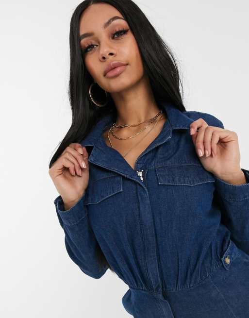 Mono estilo worker de sastre de denim ligero en azul de ASOS DESIGN, 3 de 4