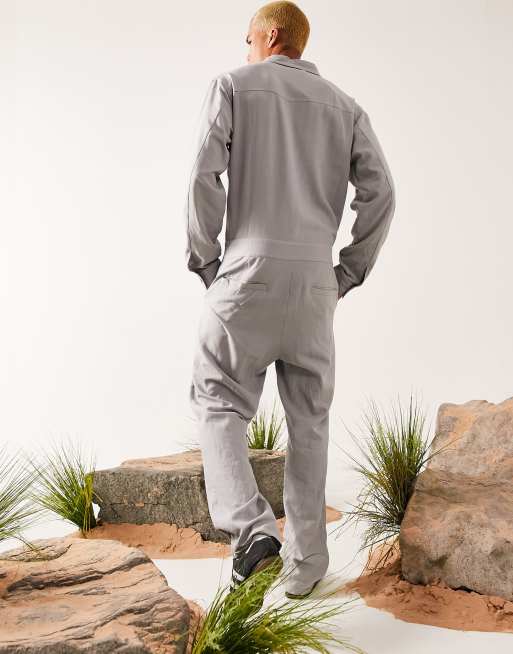Mono gris claro estilo worker de mezcla de lino de ASOS DESIGN, 2 de 4