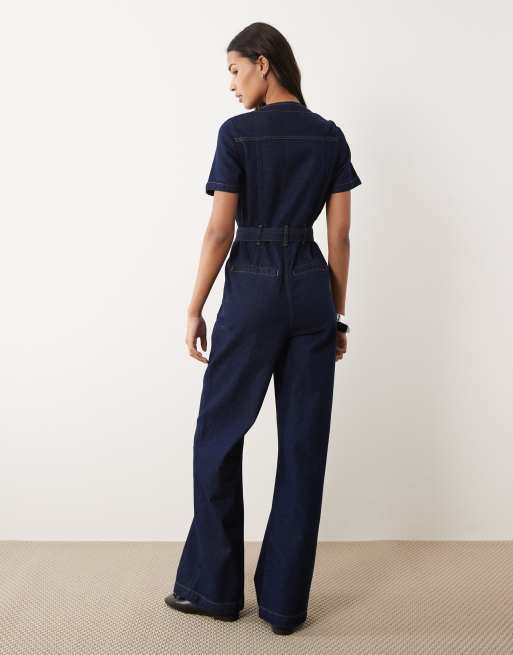 Mono largo de estilo militar con botones y lavado azul añil de Miss Selfridge, 4 de 4