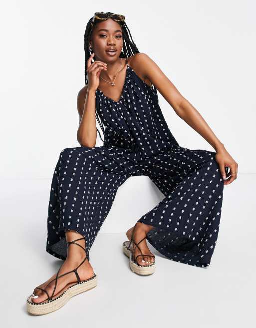 Mono largo de tirantes con escote fruncido y estampado texturizado de ASOS DESIGN, 3 de 4
