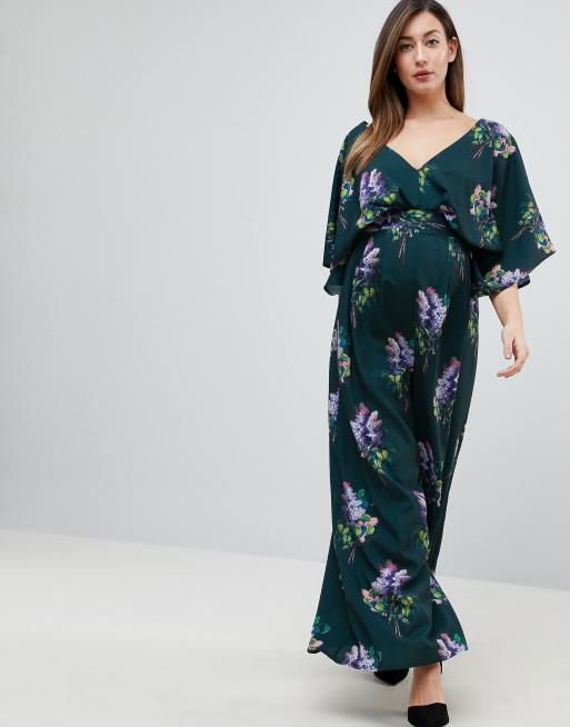 Mono largo estampado con mangas kimono y perneras anchas de ASOS DESIGN Maternity, 4 de 4