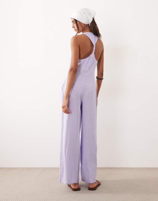 Mono largo lila de pernera ancha con detalle retorcido en la espalda de ASOS DESIGN, 4 de 4
