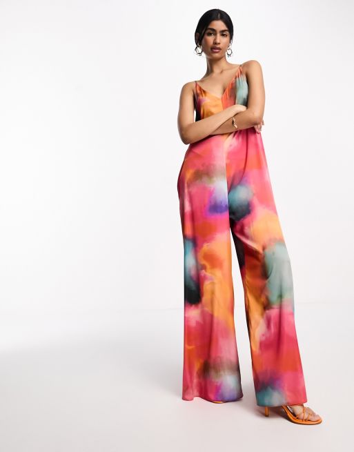 Mono largo multicolor de pernera ancha con estampado y diseño desmontable de Daska