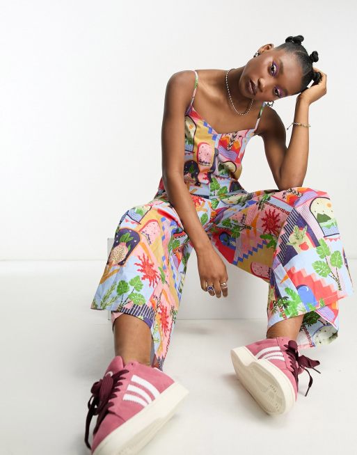 Mono largo multicolor de tirantes con estampado Sunny Town de Native Youth