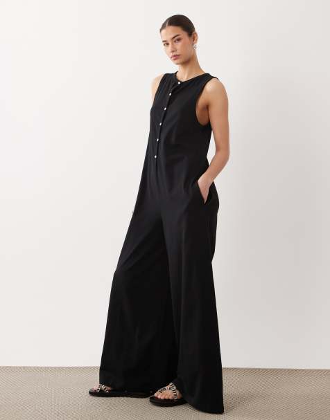 Mono largo negro abotonado con bolsillos de ASOS DESIGN - view 1