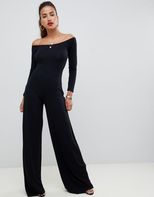 Mono largo recto con escote Bardot de ASOS DESIGN
