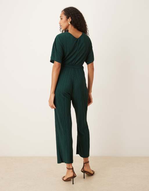 Mono largo verde joya intenso plisado con lazada en la cintura de YAS, 4 de 4