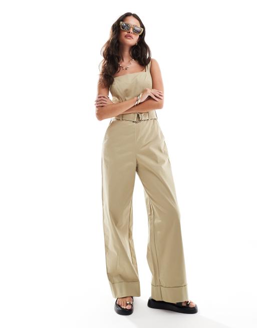 Mono largo verde oliva estilo chinos con lazada en la cintura de Abercrombie & Fitch