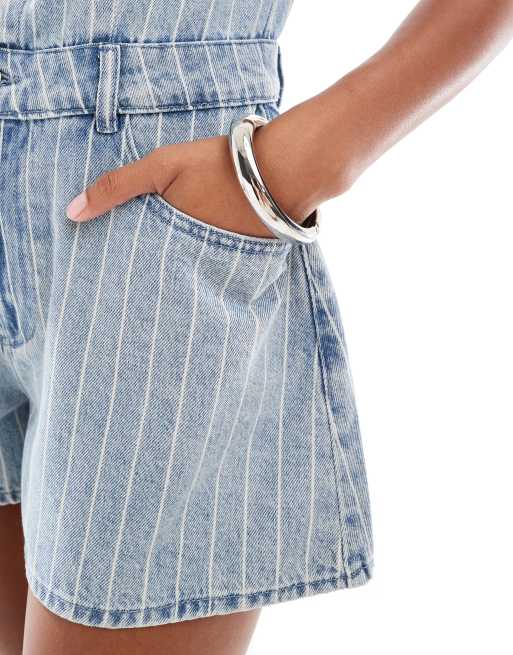 Mono vaquero corto a rayas acampanado de ASOS DESIGN, 3 de 4