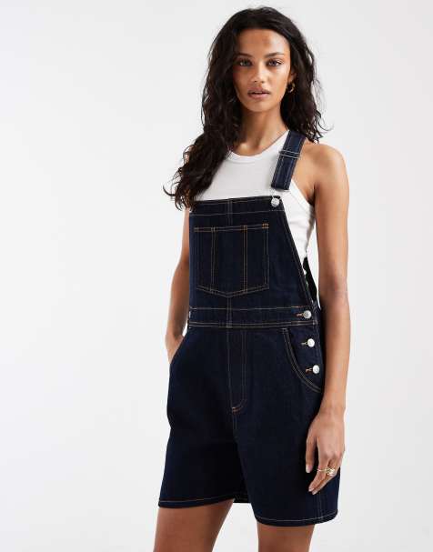 Mono vaquero corto estilo peto con lavado enjuagado de ASOS DESIGN - view 1