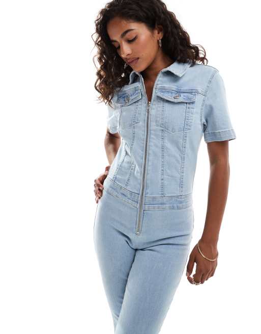 Mono vaquero largo azul claro elástico de estilo años 70 de ASOS DESIGN Petite, 4 de 4
