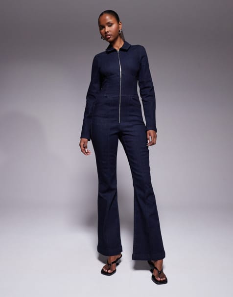Mono vaquero largo elástico con cintura estilo corsé y lavado tintado de ASOS DESIGN - view 1
