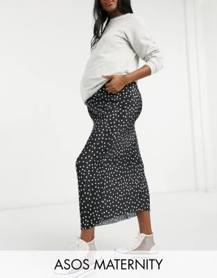 фото Монохромная плиссированная юбка миди в горошек asos design maternity-многоцветный asos maternity